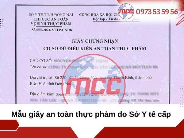 Mẫu giấy an toàn thực phẩm