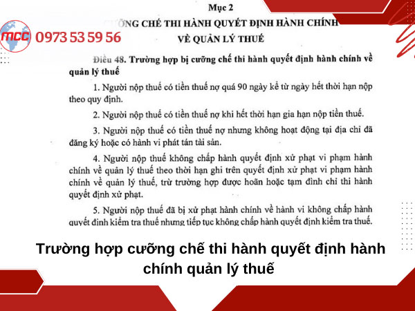 trường hợp cưỡng chế nợ thuế