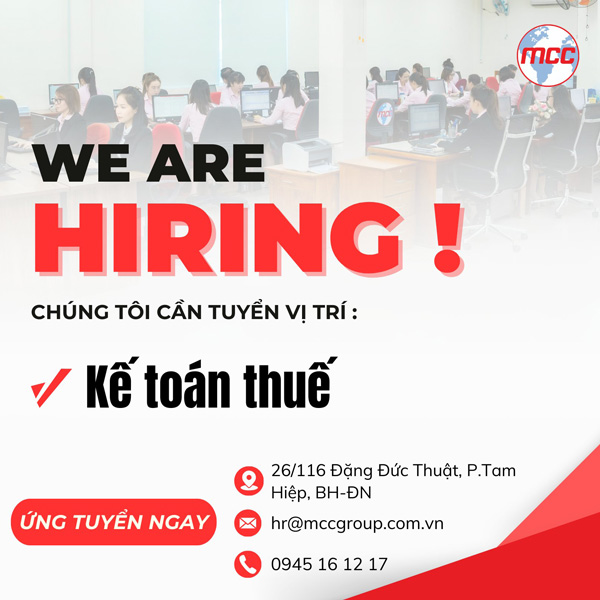 MCC Group tuyển kế toán thuế dịch vụ năm 2026